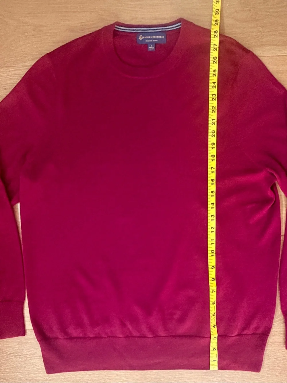 Brooks Brothers 100% Merino Wool Italian Yarn Burgundy Crewneck Sweater Men L